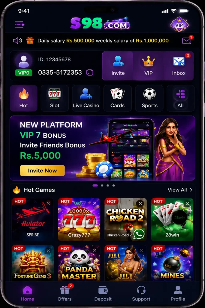 S98 Game Download APK (Earning APP in Pakistan) 2026