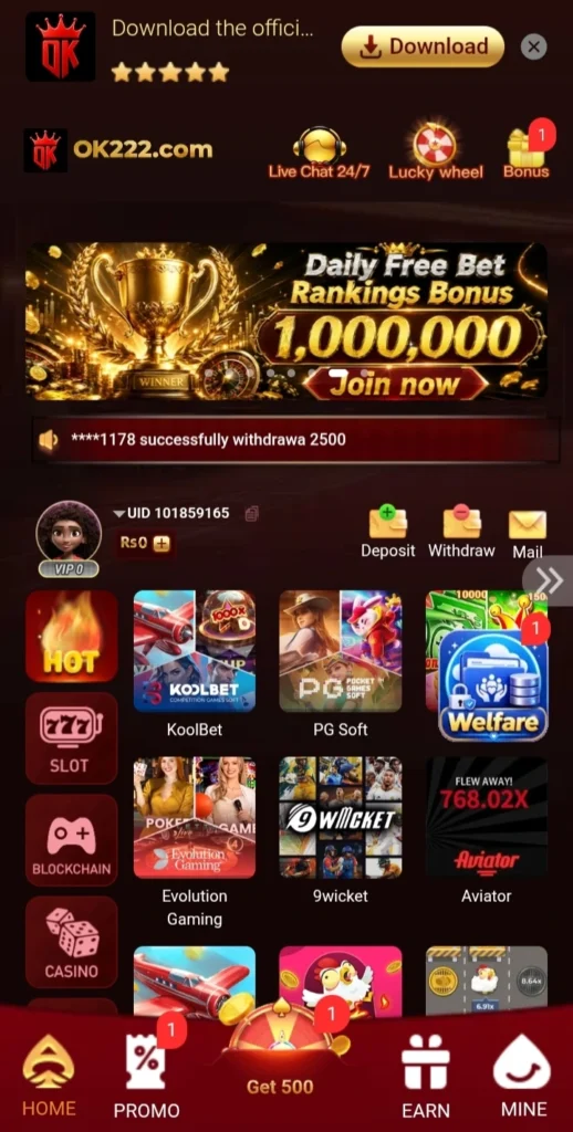 OK22 Game Download APK New Earning App in Pakistan