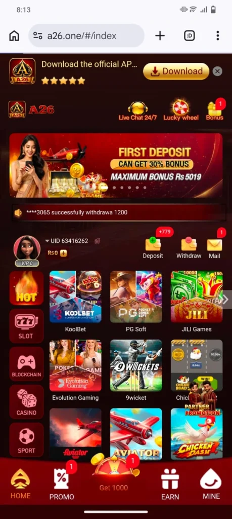 A26Game Download APK (New Earning App) For Android